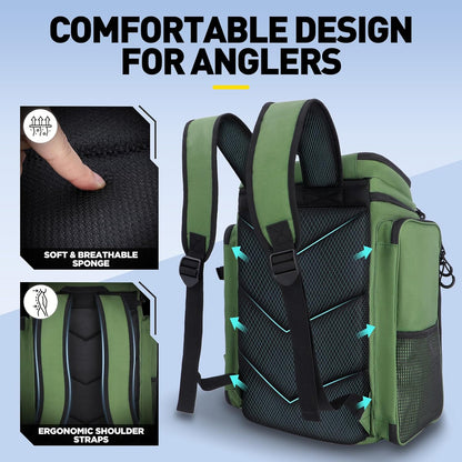 PLUSINNO 42L Pro-Series Tackle Backpack with 4 Trays