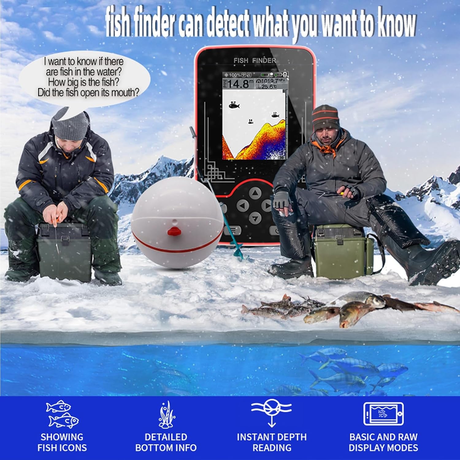 RICANK Portable Sonar Fish Finder: Wireless Depth & Location