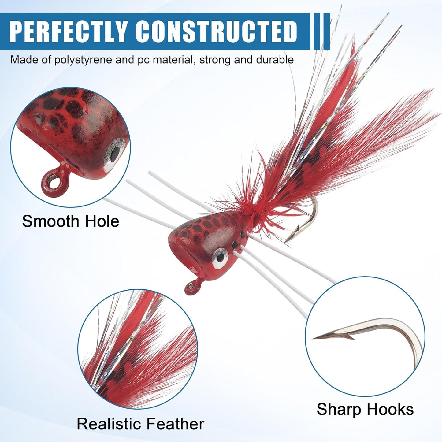 Fly Fishing Poppers: 5-Piece Surface Action Kit 