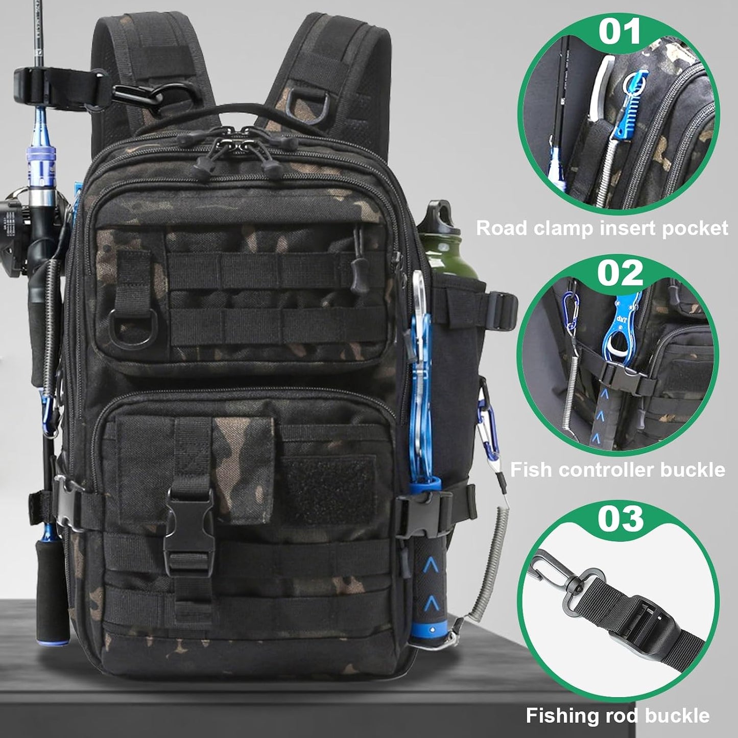 Fishingpepo Multi-Use Tactical Tackle Backpack