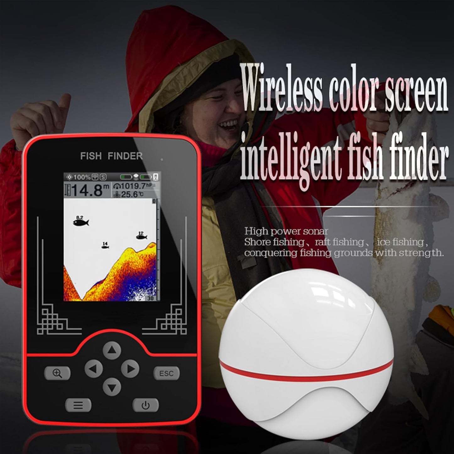 RICANK Portable Sonar Fish Finder: Wireless Depth & Location
