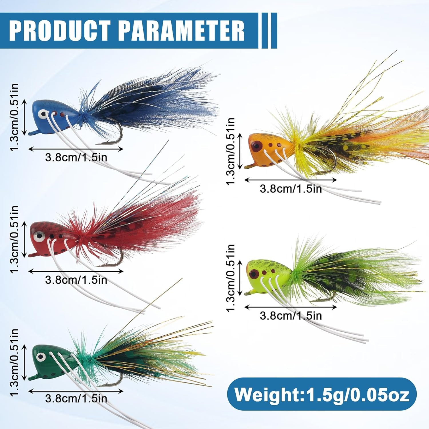 Fly Fishing Poppers: 5-Piece Surface Action Kit 