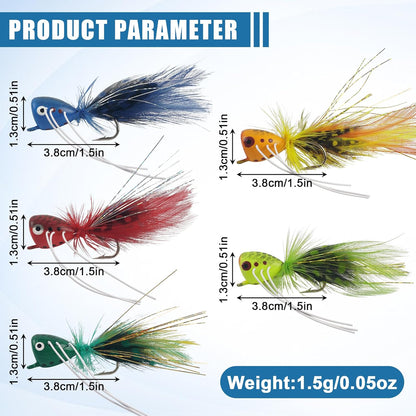 Fly Fishing Poppers: 5-Piece Surface Action Kit 