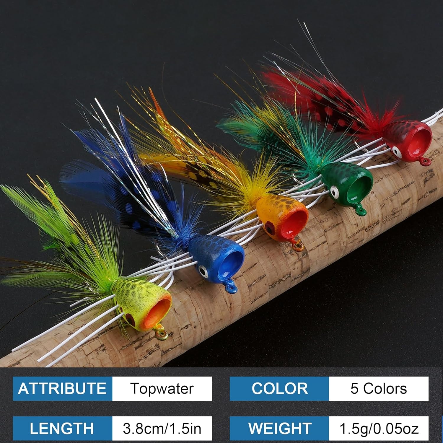 Fly Fishing Poppers: 5-Piece Surface Action Kit 