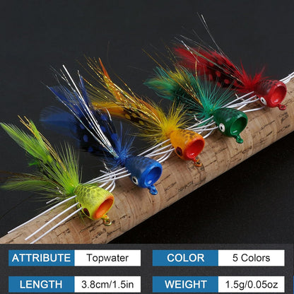 Fly Fishing Poppers: 5-Piece Surface Action Kit 