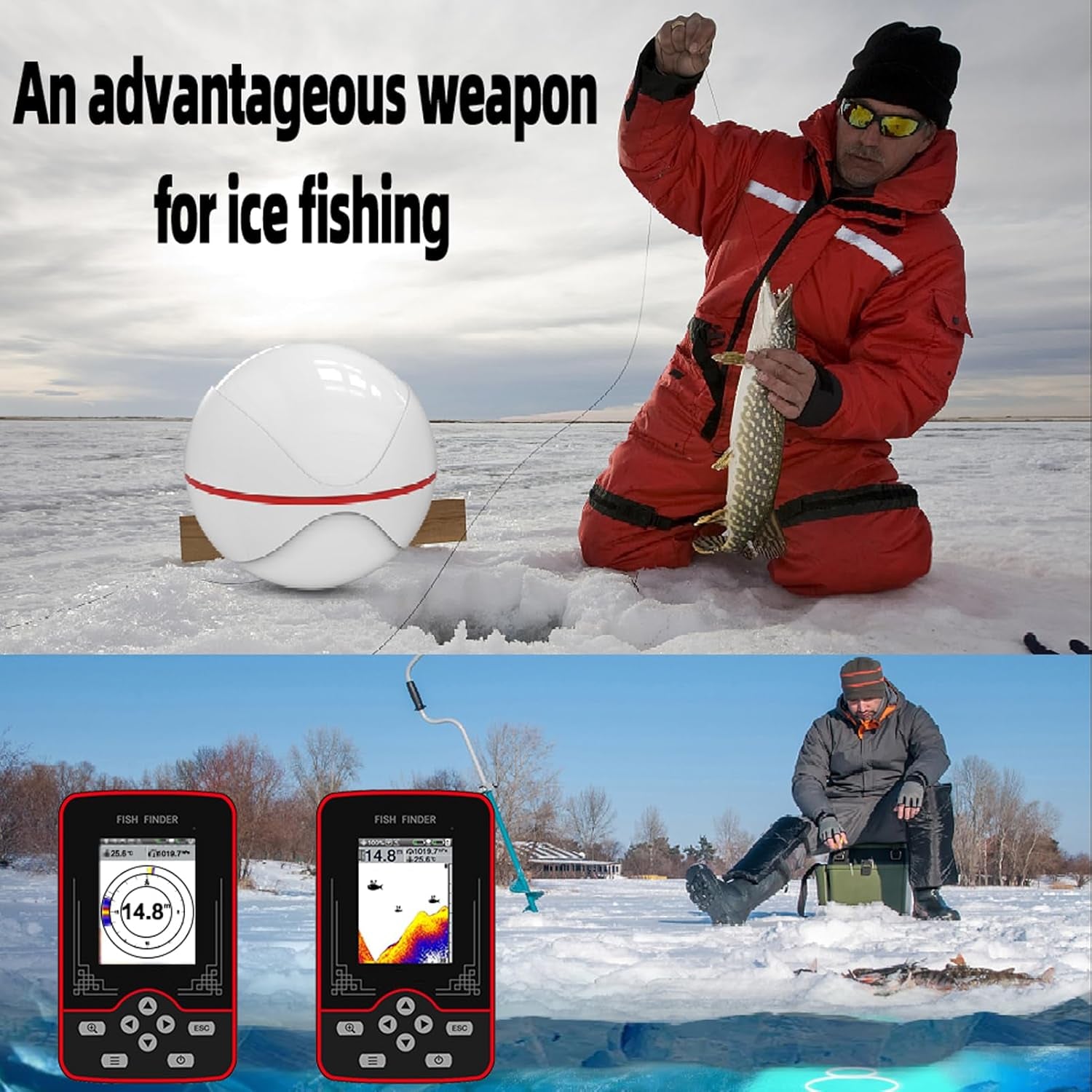 RICANK Portable Sonar Fish Finder: Wireless Depth & Location