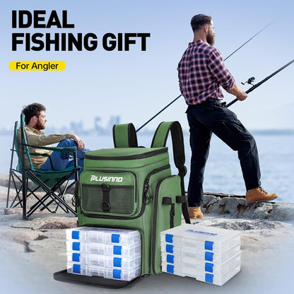 PLUSINNO 42L Pro-Series Tackle Backpack with 4 Trays